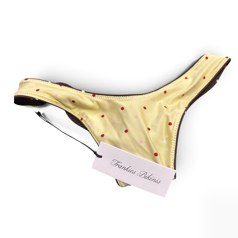 Frankie's Bikinis Full Moon Reversible Satin Bikini Bottom Honey Bug Color New